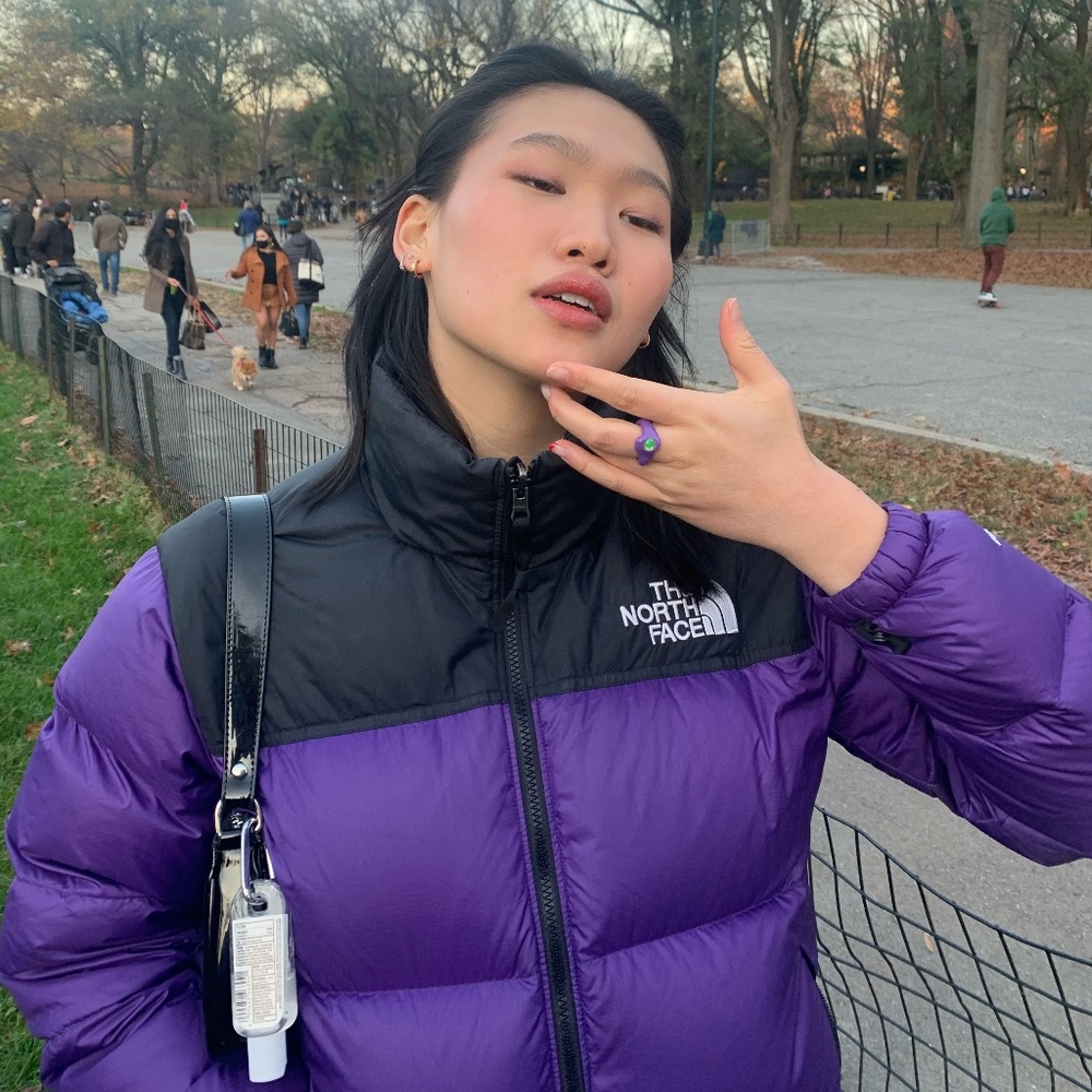 The North Face Purple and Black Nuptse Puffer Jacket